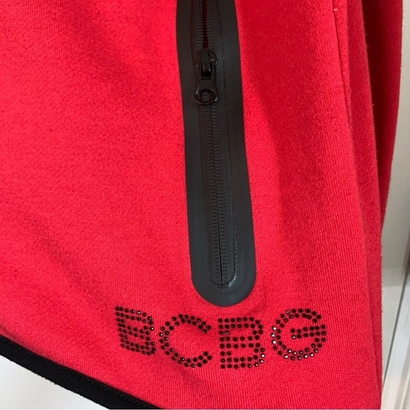 BCBGMaxazria Red and Black Zipper Fleece Hoodie, size L - Picture 3 of 9
